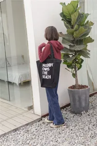 Korean style literary simple letter canvas shoulder bag, large capacity tote bag for women.