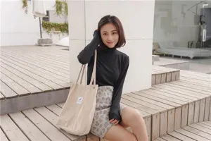 Corduroy tote bag for women large capacity shoulder bag casual student shopping bag beige