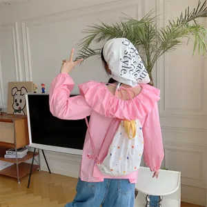 Zaino con coulisse in tela zaino casual borsa da scuola minimalista con pois