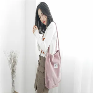 Corduroy tote bag for women large capacity casual shoulder bag student shopping bag aesthetic