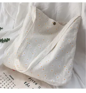 Japanese fresh daisy canvas tote bag women literary single shoulder casual handbag student