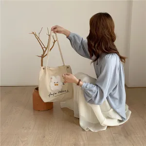 Japanese corduroy cute rabbit embroidered shoulder bag casual literary tote bag for daily use