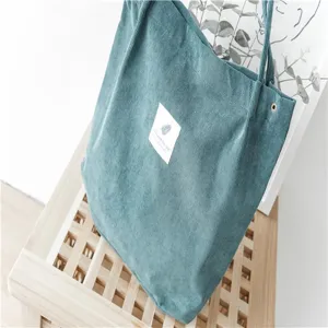 Corduroy shoulder bag for women, large capacity vintage casual tote bag shopping bag.