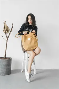 Korean style corduroy tote bag large capacity casual shoulder bag for women daily use