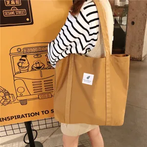 Sac cabas en toile unie décontracté pour femme, grand sac d'épaule quotidien élégant.