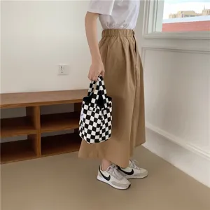 Sac en toile à carreaux noir et blanc, grand cabas sac à épaule et main pour femmes.