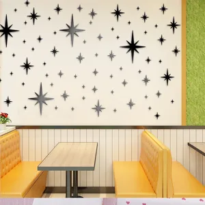 Akryl Stern Spiegel Wandaufkleber Detailansicht, selbstklebende Deko für Kinderzimmer.