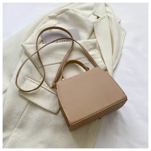 Minimalistische unifarbene strukturierte Damen Umhaengetasche schicke Freizeit Schultertasche