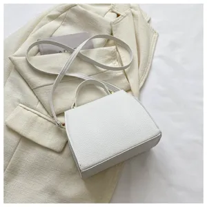 Minimalistisch einfarbig texturiert Damen Umhängetasche schick Mode Schultertasche weiß
