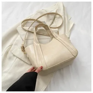 Beige PU leather tote bag women casual top handle shoulder bag cross body bag stylish
