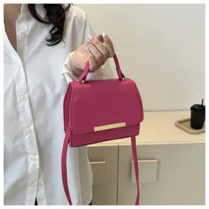 Nahaufnahme des stilvollen rosa Umhängetaschen-Mini-Platzes mit feiner Textur.