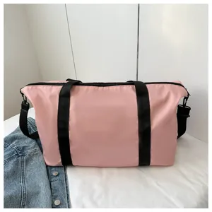 Large capacity pink casual shoulder duffel bag travel tote for women daily use & travel.