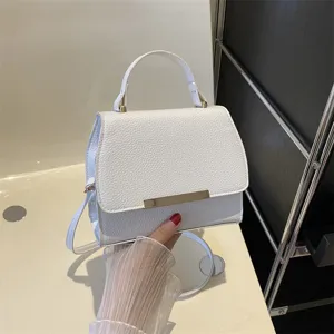 Damen Mode PU Leder Umhängetasche Lässig Einfarbig Kleine Quadratische Tasche Stilvoll Chic Einzelne Schulter Handtasche