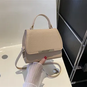 Damen PU Leder Umhängetasche Einfarbig Elegante Handtasche Mit Top Griff Für Alltag