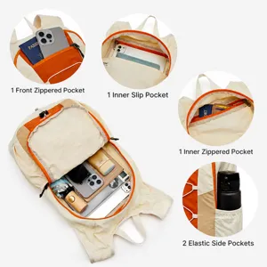 Color block multi-pocket travel backpack with 20L large capacity for outdoor camping.