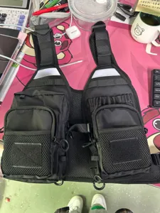 Multi-functional multi-pocket portable tactical fishing vest, adjustable one size black.