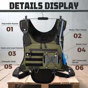 Taktische Brusttasche Militär Utility Rig mit verstellbaren Schnallen und Wasserhalter.