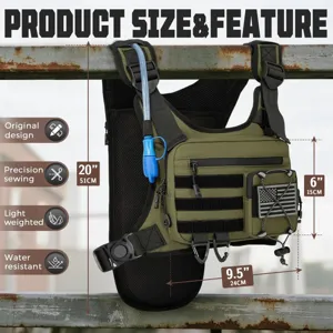 Tactical chest bag outdoor sports running cycling hydration vest with molle and pockets 20in