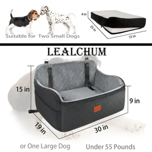 Dog car seat pet booster bed for travel, soft quilted interior for dogs up to 55 lbs.