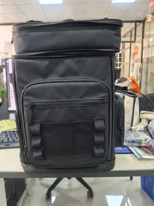 Sac à dos isotherme étanche, sac thermique noir pour camping, pêche et randonnée en plein air.