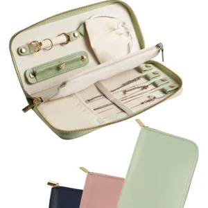 Portable Travel Jewelry Organizer Bag Small PU Leather Multi-Functional Storage Case For Rings Earrings Necklaces Women