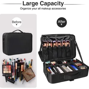 Grand capacité organisateur de maquillage de voyage trousse cosmétique professionnelle.