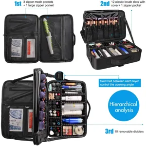 Grande capacite multicouche voyage maquillage train cas sac de rangement avec separateurs