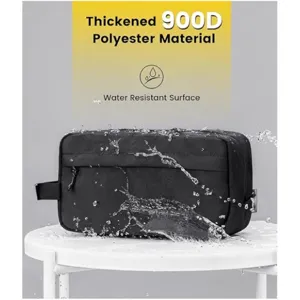 Waterproof 900D polyester mens travel toiletry bag detail showcasing water resistant surface.