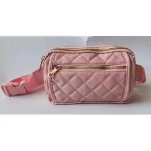 Sac Banane Matelassé Rose Élégant Sac Bandoulière Femme pour Voyage Randonnée Course