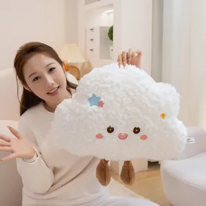 Cute fluffy cloud plush pillow with little legs, soft throw pillow for kids room sofa bed decor.