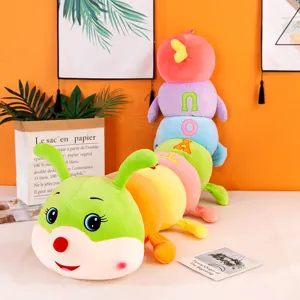 Cute colorful caterpillar plush toy, soft sleeping body pillow and cute cartoon stuffed doll for girls.