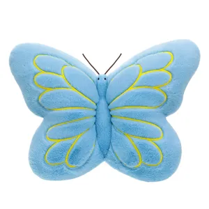 Soft blue butterfly plush pillow cute stuffed animal toy couch cushion for home decor