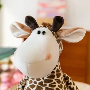 Cute cartoon giraffe plush toy soft stuffed animal pillow for girls bedroom decor gift