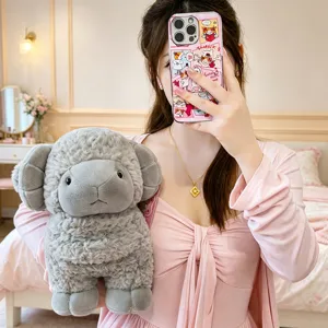 Cute grey plush sheep toy soft lamb stuffed doll adorable children companion comforting gift
