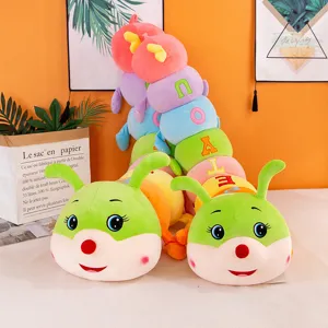 Colorful caterpillar plush toy, soft hugging pillow and cute bedroom decoration for girls.