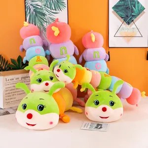 Colorful Caterpillar Plush Toy Cartoon Stuffed Animal Pillow Cute Soft Long Sleep Leg Clamping Pillow Cushion For Girls Kids