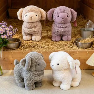 Cute fluffy lamb plush toy soft curly wool sheep stuffed animal doll kids sleeping gift box