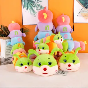 Colorful caterpillar plush toy with cute design, soft stuffed animal pillow for kids and girls.