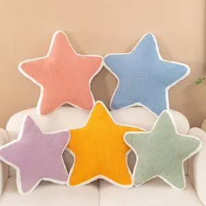 Cute pastel star shaped plush pillows set, soft material, perfect for living room sofa and bedroom decor.
