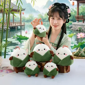 Llavero de peluche Zongzi del Festival de botes de dragon, muneca de arroz mascota.