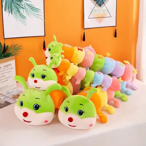 Colorful caterpillar plush toy, cute stuffed animal doll, soft sleeping body pillow for kids.