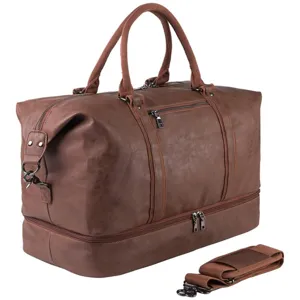 Large Waterproof PU Leather Travel Duffel Bag Business Luggage Bag Multifunctional Overnight Weekender Bag For Travel