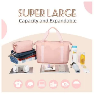 Große reisegepäck tasche set mit kulturtasche, erweiterbare wochenend tasche für damen.