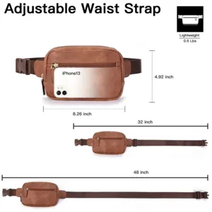Verstellbarer Taillengürtel PU Leder Gürteltasche Detailansicht mit praktischen Fächern.