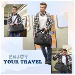 Canvas travel duffel bag for men large capacity shoulder weekend overnight luggage bag