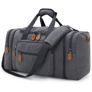 Large capacity canvas travel duffel bag, casual outdoor shoulder bag for men and women.