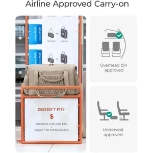 Reisetasche Detailansicht zeigt die handgepäcktaugliche Größe für die Flugzeugkabine.
