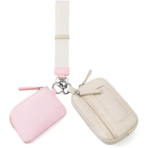 Waterproof nylon wristlet coin purse and card holder set close up product detail view