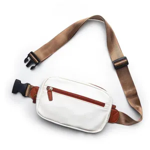Damen PU Leder Taillentasche mit verstellbarem braunem Gurt, stilvolle Brusttasche Alltag.