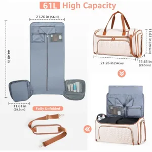 Convertible travel garment bag with 61L high capacity, multi-functional duffel bag for trips.